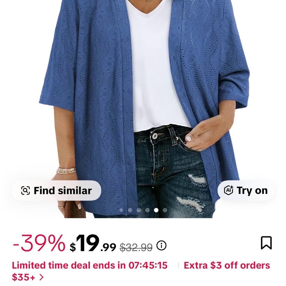 Baby Blue Plus size cardigan for women half sleeve knitted summer kimono